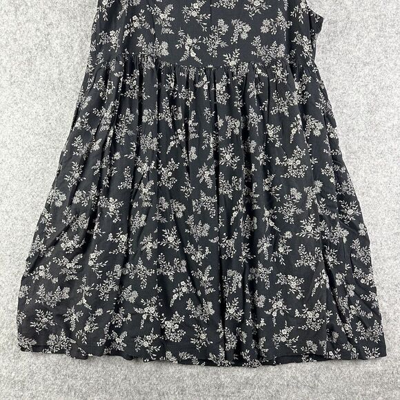 Vintage Katy D Dress Womens 14 16 Black Floral Empire Waist Y2K Flowy Pockets* - Picture 4 of 12